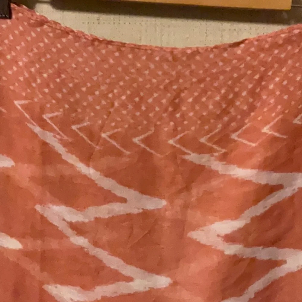 White and Orange Midi Pencil Scarf for Resort Wear